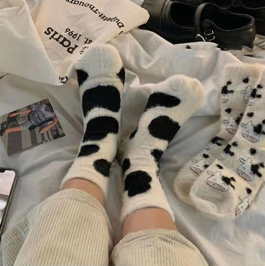 Women's Cow Spot Sleep Floor Socks